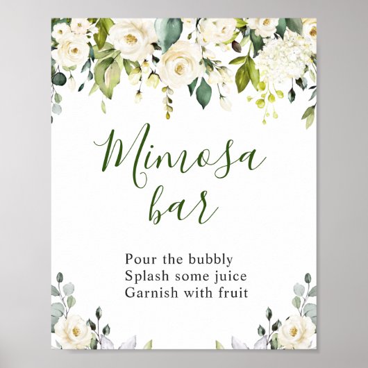Elegant Eucalyptus Floral Mimosa Bar Wedding Sign Poster (Voorkant)