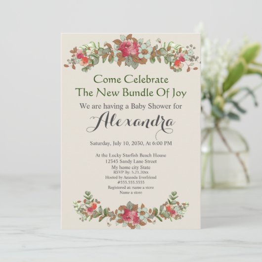 Elegant Eucalyptus Floral Mint Green Baby shower (Staand voorkant)