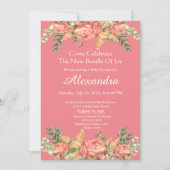 Elegant Eucalyptus Floral Peach koraal Baby shower (Voorkant)
