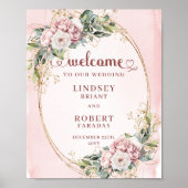 Elegant Eucalyptus Floral Rose Gold Welcome Weddin Poster (Voorkant)