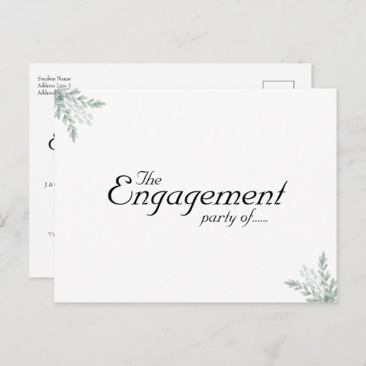 Elegant Eucalyptus Floral slaat het Verloving Datu Uitnodiging Briefkaart (Voorkant / Achterkant)