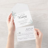 Elegant Eucalyptus Floral Waterverf Wedding All In One Uitnodiging (Afscheurbaar)