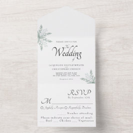 Elegant Eucalyptus Floral Waterverf Wedding All In One Uitnodiging