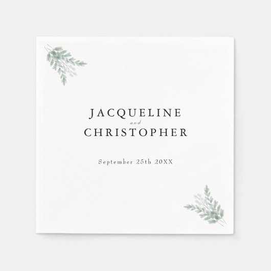 Elegant Eucalyptus Floral Waterverf Wedding Servet (Voorkant)