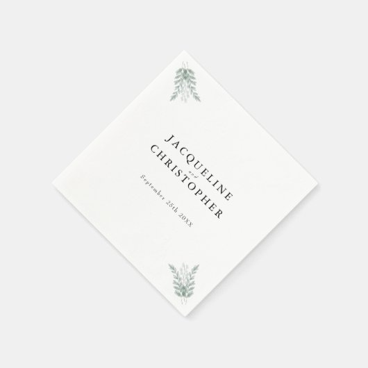 Elegant Eucalyptus Floral Waterverf Wedding Servet (Hoek)