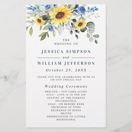 Elegant Eucalyptus Floral Wedding Ceremony Program (Voorkant)