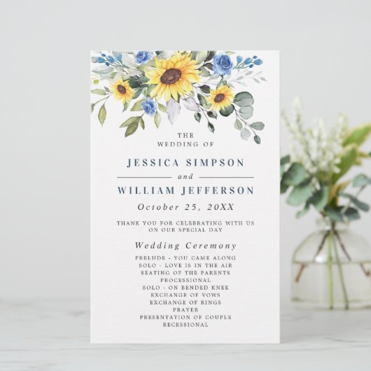 Elegant Eucalyptus Floral Wedding Ceremony Program (Staand voorkant)