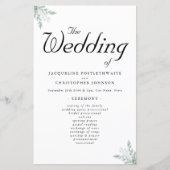 Elegant Eucalyptus Floral Wedding Ceremony Program (Voorkant)