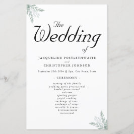 Elegant Eucalyptus Floral Wedding Ceremony Program