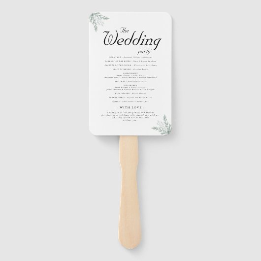 Elegant Eucalyptus Floral Wedding Ceremony Program Handwaaier (Achterkant)
