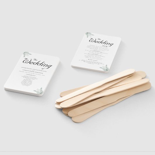 Elegant Eucalyptus Floral Wedding Ceremony Program Handwaaier (Niet-gemonteerd)