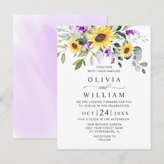 Elegant Eucalyptus Floral Wedding Kaart (Voorkant / Achterkant)