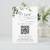 Elegant Eucalyptus Floral Wedding QR Code RSVP Kaartje (Staand voorkant)