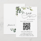 Elegant Eucalyptus Floral Wedding QR Code RSVP Kaartje (Voorkant / Achterkant)