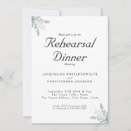 Elegant Eucalyptus Floral Wedding Rehearsal Dinner Kaart