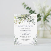 Elegant Eucalyptus Floral Wedding Save the Date Aankondigingskaart (Staand voorkant)