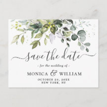 Elegant Eucalyptus Floral Wedding Save the Date