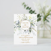 Elegant Eucalyptus Floral Wedding Save the Date Aankondigingskaart (Staand voorkant)