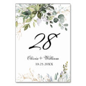 Elegant Eucalyptus Floral Wedding Table Number Kaart (Achterkant)