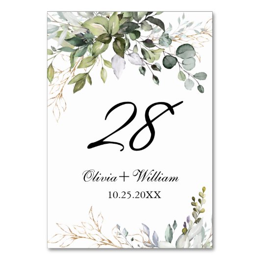 Elegant Eucalyptus Floral Wedding Table Number Kaart (Achterkant)
