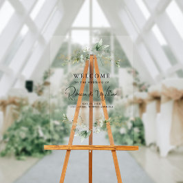 Elegant Eucalyptus Foliage Bruiloft Welkom Acryl Bord