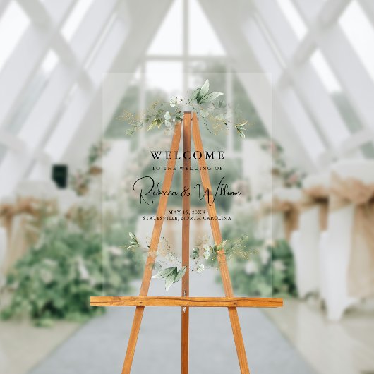 Elegant Eucalyptus Foliage Bruiloft Welkom Acryl Bord