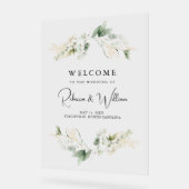 Elegant Eucalyptus Foliage Bruiloft Welkom Acryl Bord (Hoek)