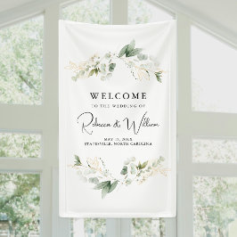 Elegant Eucalyptus Foliage Bruiloft Welkom Spandoek