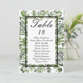 Elegant Eucalyptus Foliage Greenerage Table Number Aankondiging (Staand voorkant)
