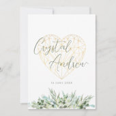 Elegant Eucalyptus Foliage Hart Formele Bruiloft Kaart (Voorkant)