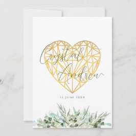 Elegant Eucalyptus Foliage Hart Formele Bruiloft Kaart