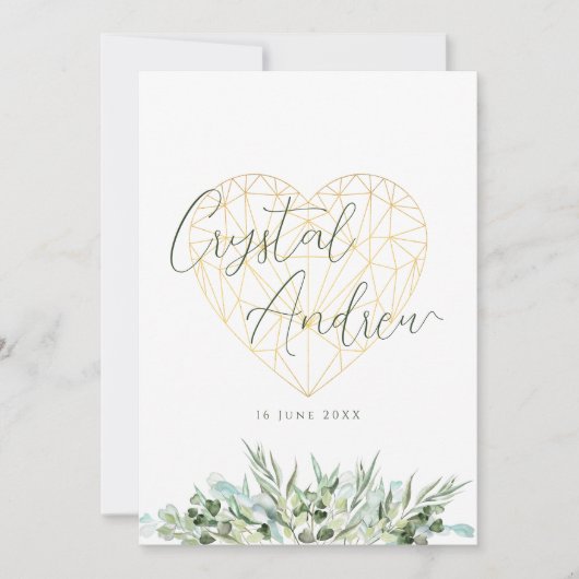 Elegant Eucalyptus Foliage Hart Formele Bruiloft Kaart (Voorkant)