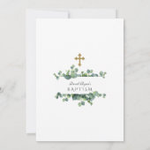 Elegant Eucalyptus Foliage Lijst Gold Baptisme Kaart (Achterkant)