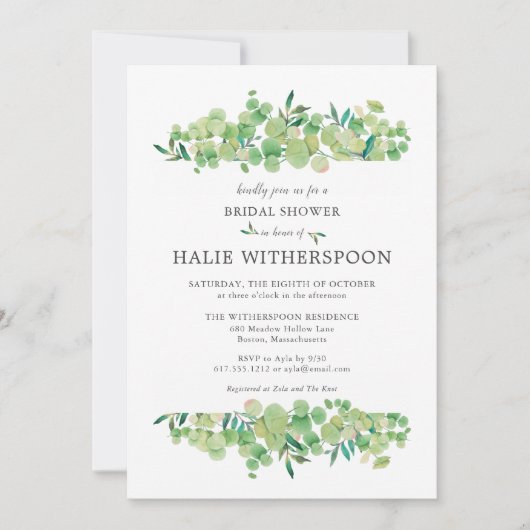 Elegant Eucalyptus Foliage Vrijgezellenfeest Kaart (Voorkant)