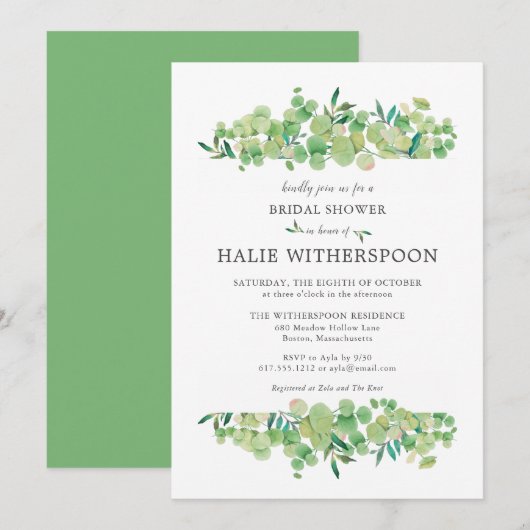 Elegant Eucalyptus Foliage Vrijgezellenfeest Kaart (Voorkant / Achterkant)