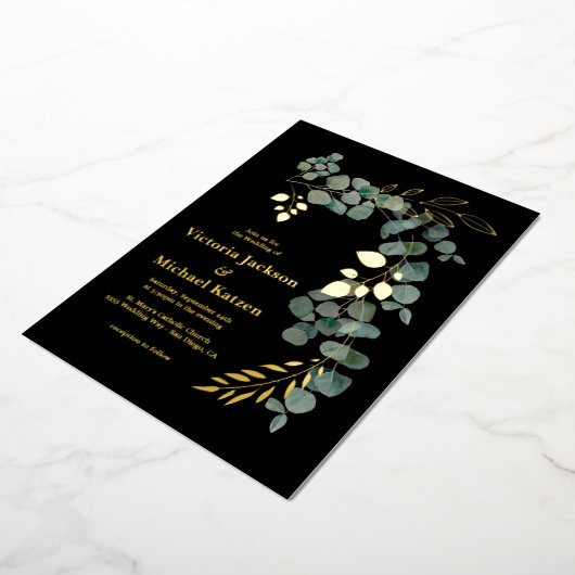 Elegant Eucalyptus Folie Uitnodiging (Gedraaid)