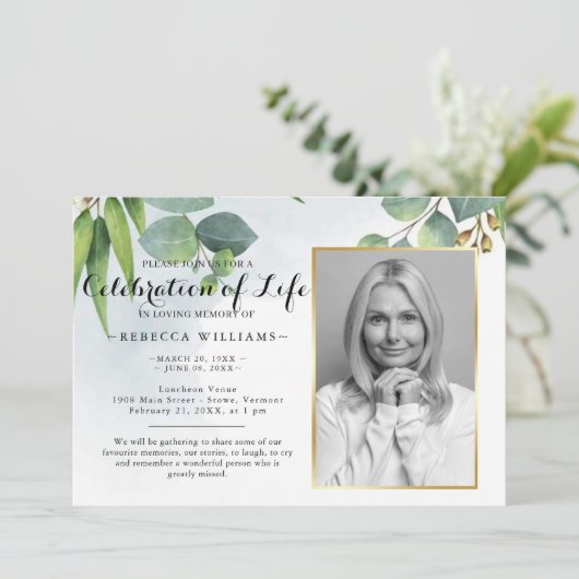 Elegant Eucalyptus Foto's vieren het leven Kaart (Staand voorkant)