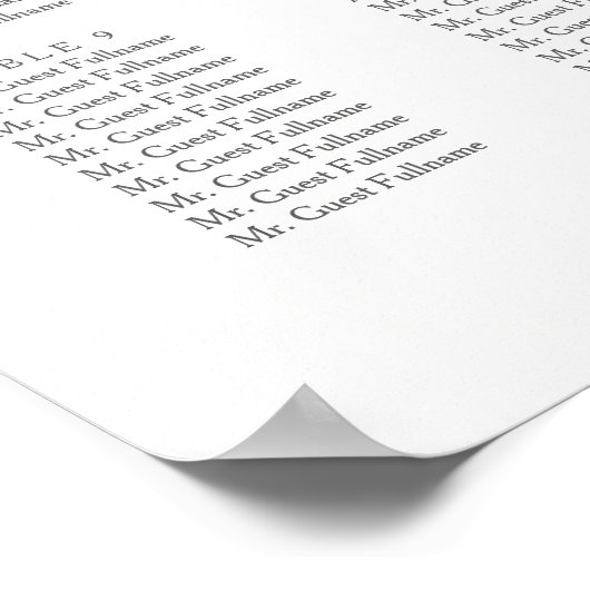 Elegant Eucalyptus Garden Wedding Seding Chart Poster (Hoek)