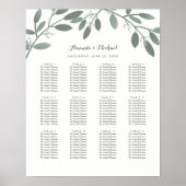 Elegant Eucalyptus Garden Wedding Seding Chart Poster (Voorkant)