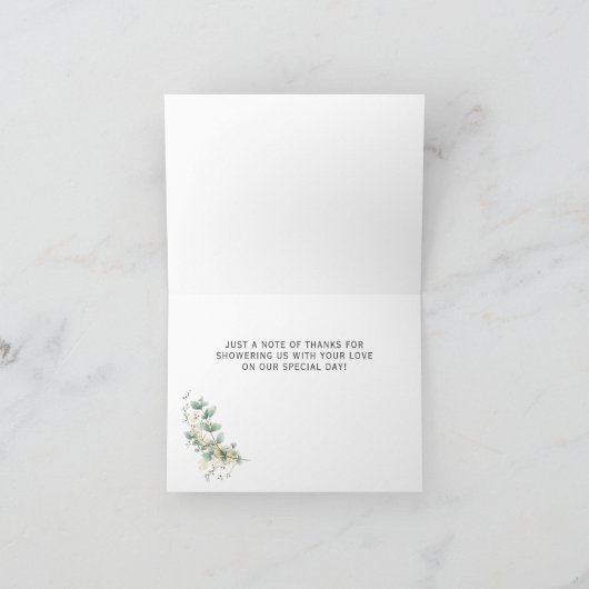 Elegant Eucalyptus Gender Neutral Baby Shower Bedankkaart (Binnen)