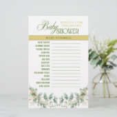 Elegant Eucalyptus Gender Neutral Baby Shower Game Briefpapier (Staand voorkant)