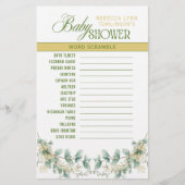 Elegant Eucalyptus Gender Neutral Baby Shower Game Briefpapier (Voorkant)