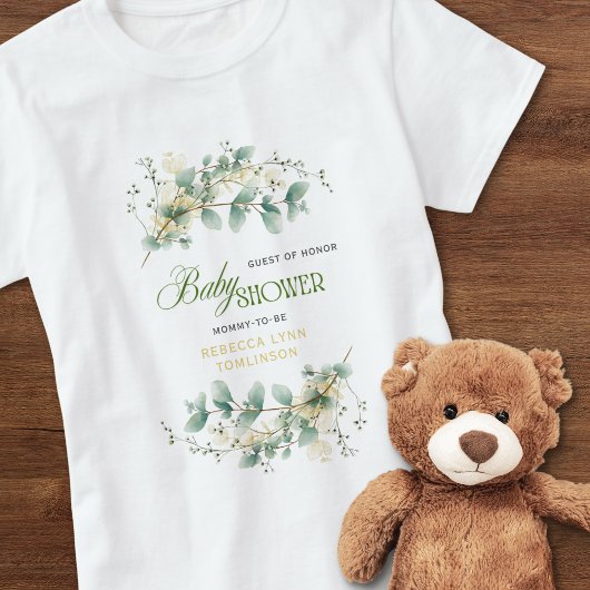 Elegant Eucalyptus Gender Neutral Baby Shower T-shirt