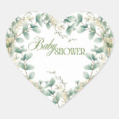 Elegant eucalyptus genderneutraal Baby shower Hart Sticker (Voorkant)