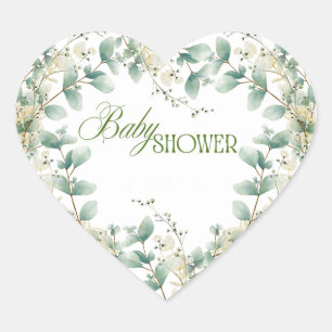 Elegant eucalyptus genderneutraal Baby shower Hart Sticker