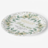 Elegant eucalyptus genderneutraal Baby shower Papieren Bordje (Gekanteld)