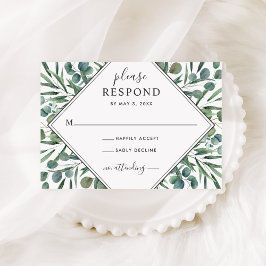 Elegant Eucalyptus Geometric Greenery Wedding RSVP Kaartje
