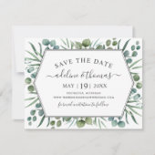 Elegant Eucalyptus Geometric Greenery Wedding Save The Date (Voorkant)