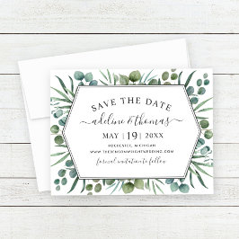 Elegant Eucalyptus Geometric Greenery Wedding Save The Date