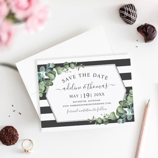Elegant Eucalyptus Geometric Greenery Wedding Save The Date